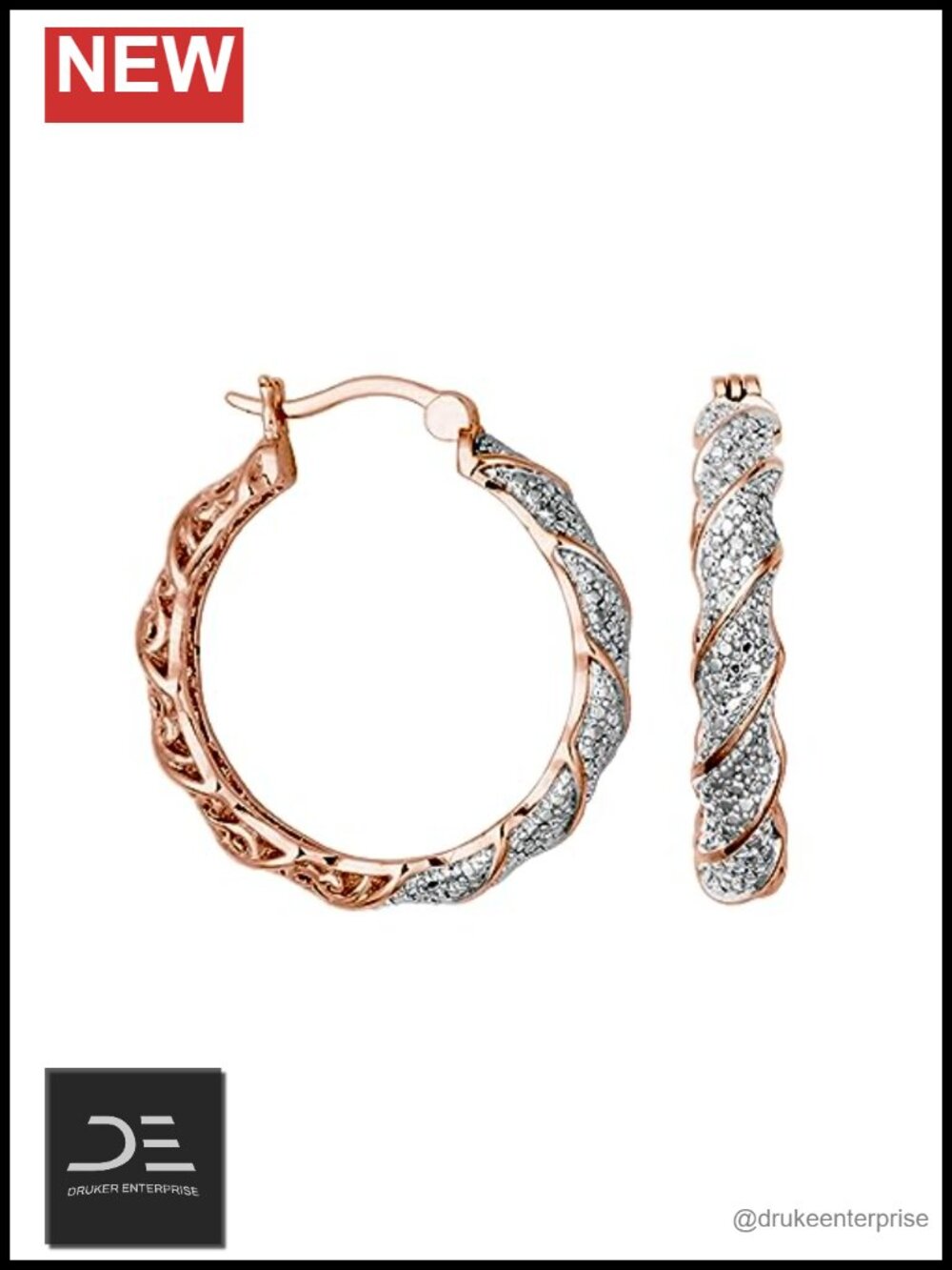 Plated Bronze Diamond Accent Twisted Hoop Earrings